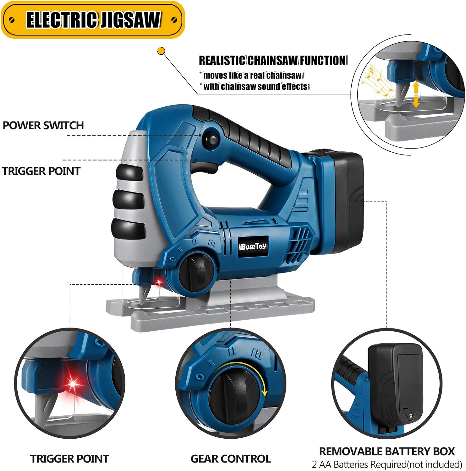 iBaseToy Kids Tool Set, Upgraded Play Tool Toy Construction Tools Electric Chainsaw Set, Pretend Play Tool Toy Kit with Electronic Cordless Chainsaw and Jigsaw, Toddler Tool Set and Tool Kit for Kids : Toys & Games