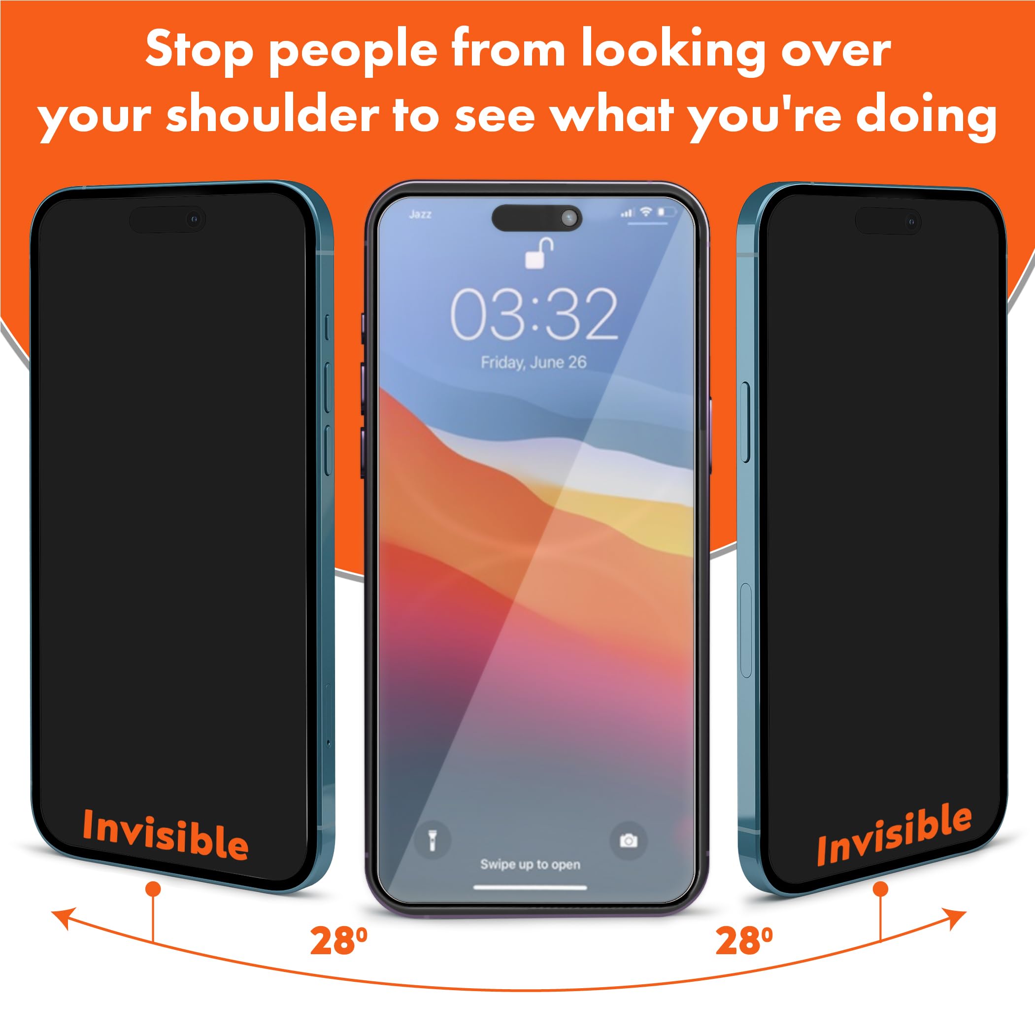 Slapback - Protector de pantalla de privacidad premium para iPhone 14 Pro Max [2 unidades] [pantalla de 6.7 pulgadas] Anti-espía 28 grados opaco dureza 9H cobertura completa vidrio templado fácil de