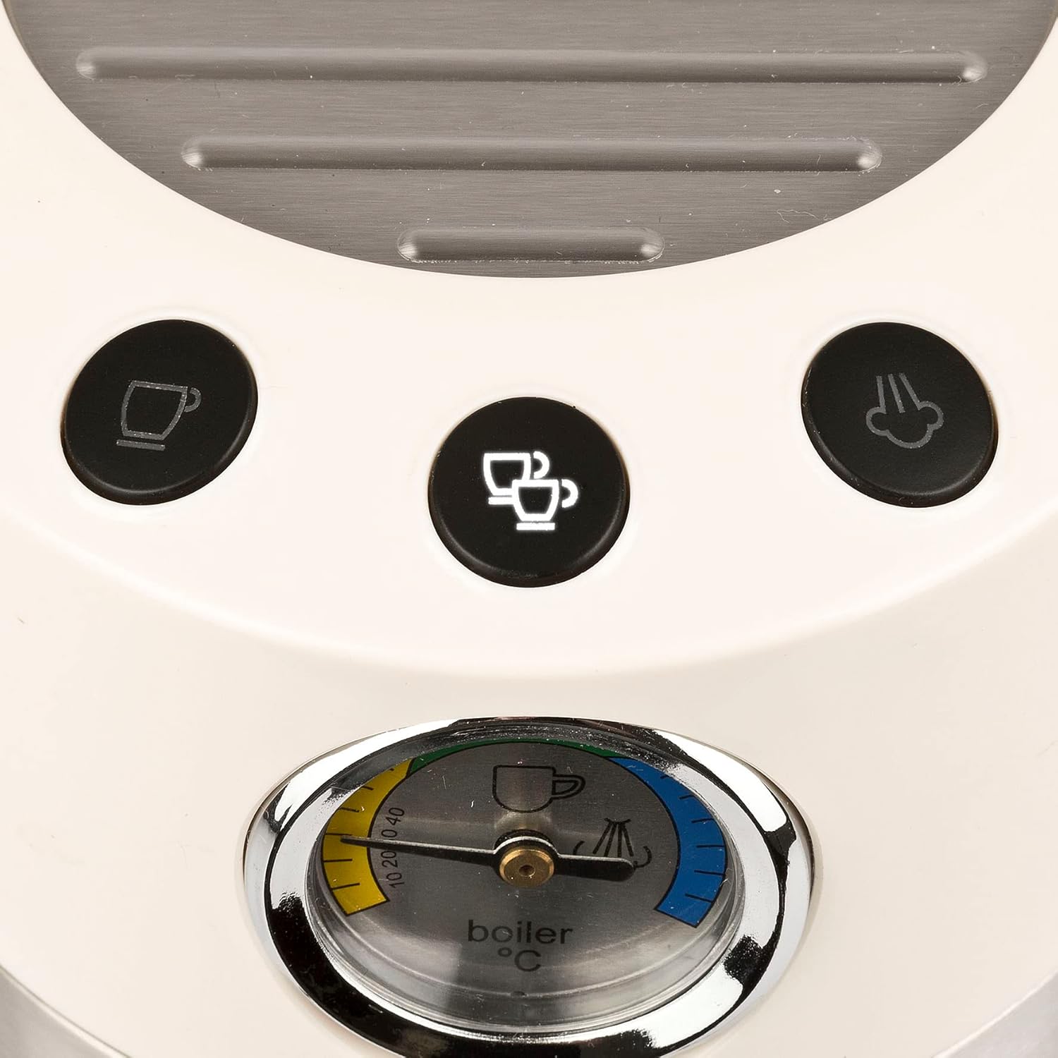 G3 Ferrari G10168 Amarcord Macchina per caffè espresso automatica, caffè in polvere, con vaporizzatore per cappuccino, 15 bar, 1350 W, 1 o 2 tazze, 3 filtri INOX, Eco, Bianco