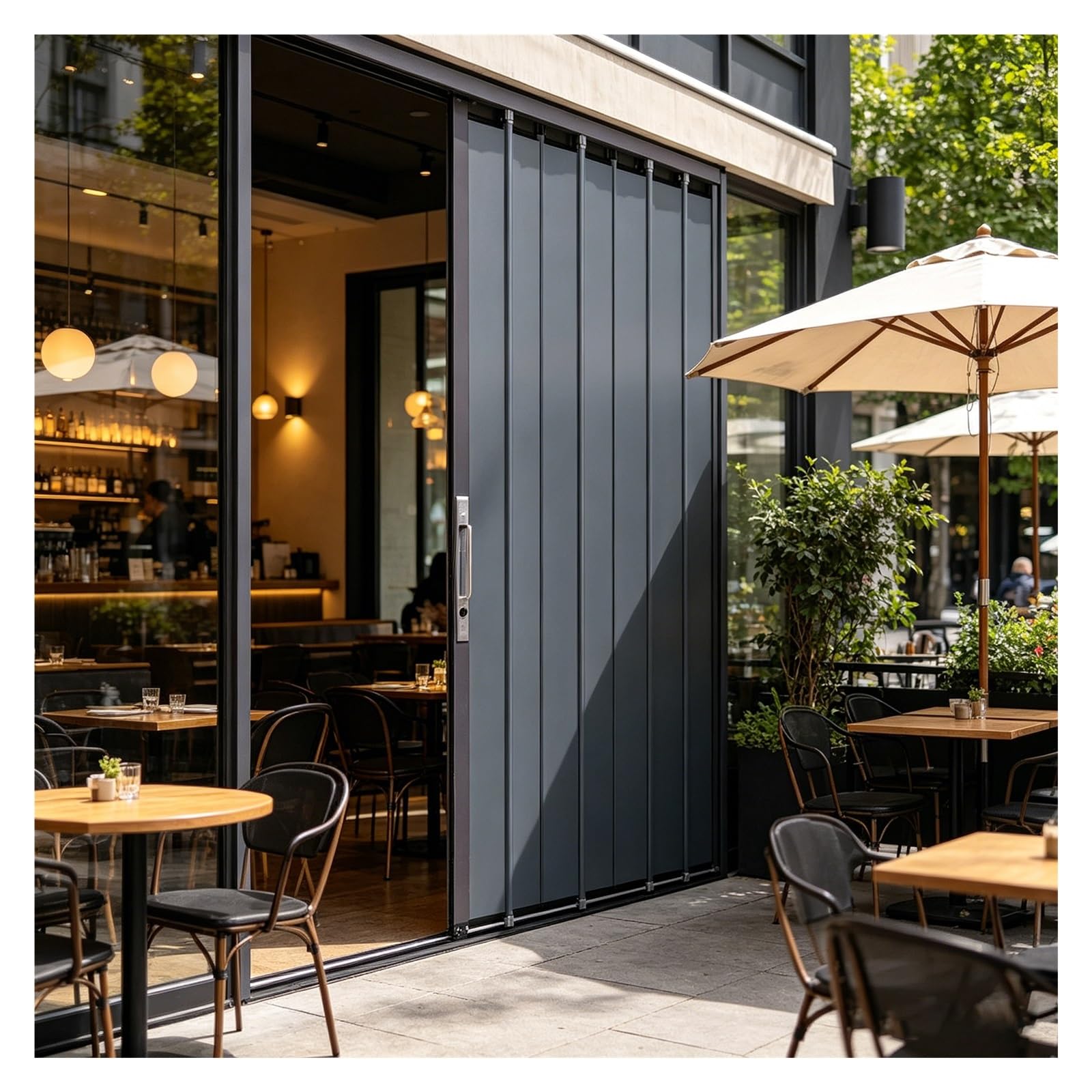 Zjkxjh One Color Outdoor Terrace Aluminum Folding Door, Lockable Accordion Door For Dividing Space, Privacy Partition Gate For Residential/Commercial Use(115X220cm (45.3X86.6))