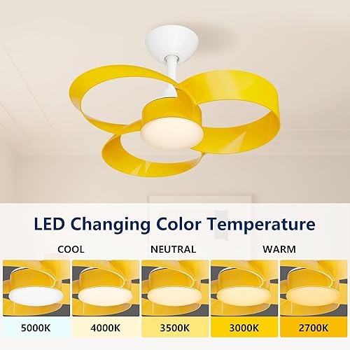 Miniatura 2 de FANX Ventilador de techo de 22 pulgadas con luz y control remoto, motor de CC silencioso, LED regulable, control reversible de 3 velocidades,