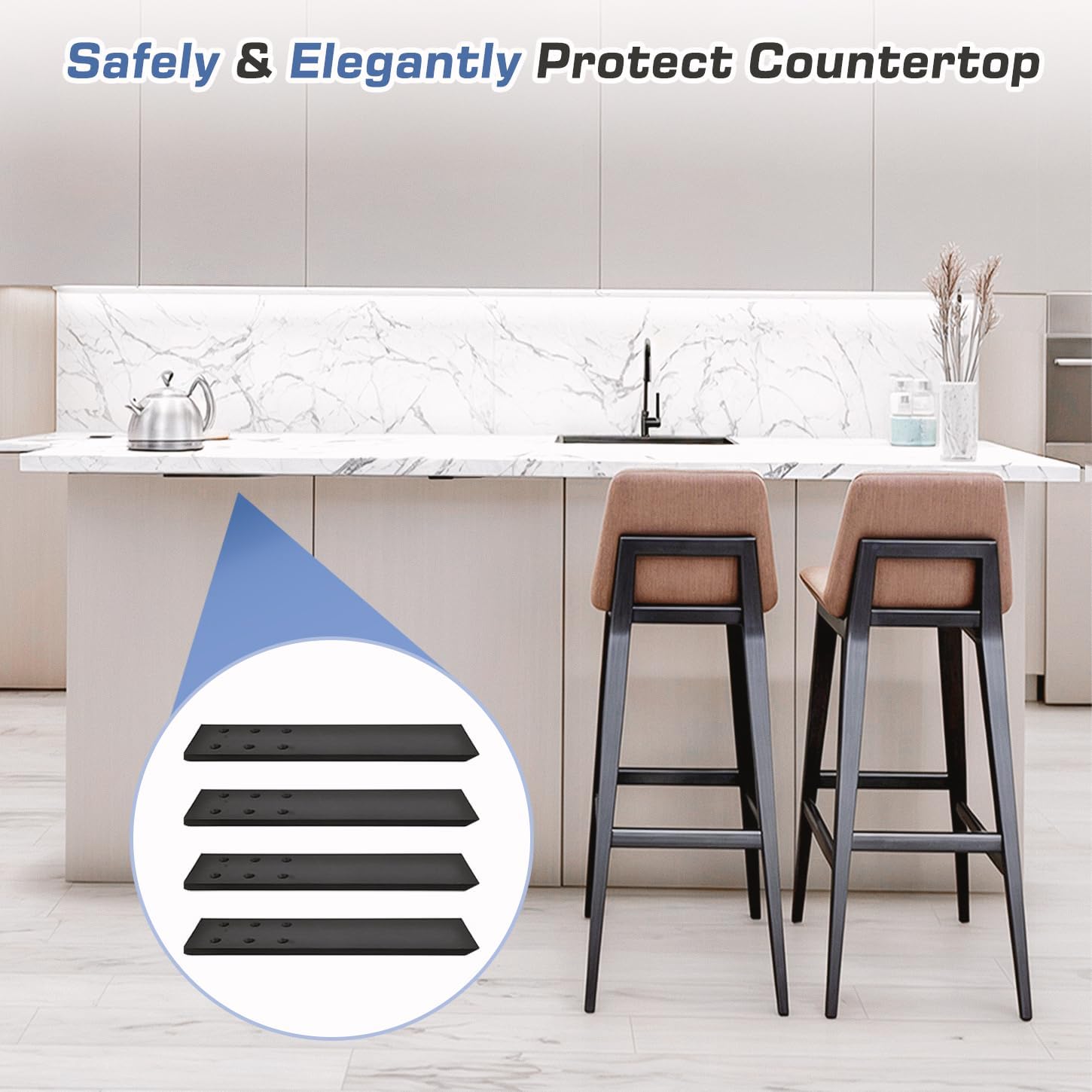 Countertop Support Brackets Heavy Duty 4 Pack 1/4" Thick 14 Inch Flat Hidden Knee Wall Countertop Bracket for Granite Quartz Wood Concret Countertops Screws Included