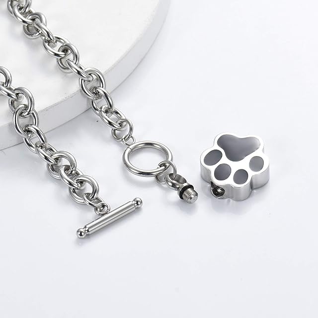 Foto 5 de 5 de VCCWYQK Joyería para cenizas de perro, huella de perro, urna de recuerdo, pulsera para mascotas