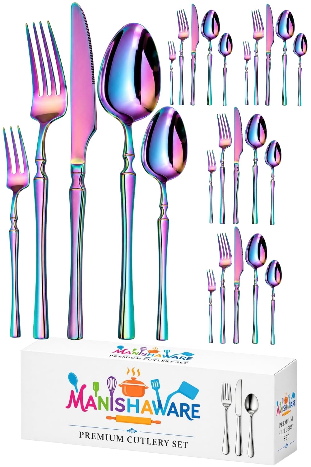 Elegant Handle Black 30 Pcs Steel Cutlery Set for Dining Table — Amazon image 13