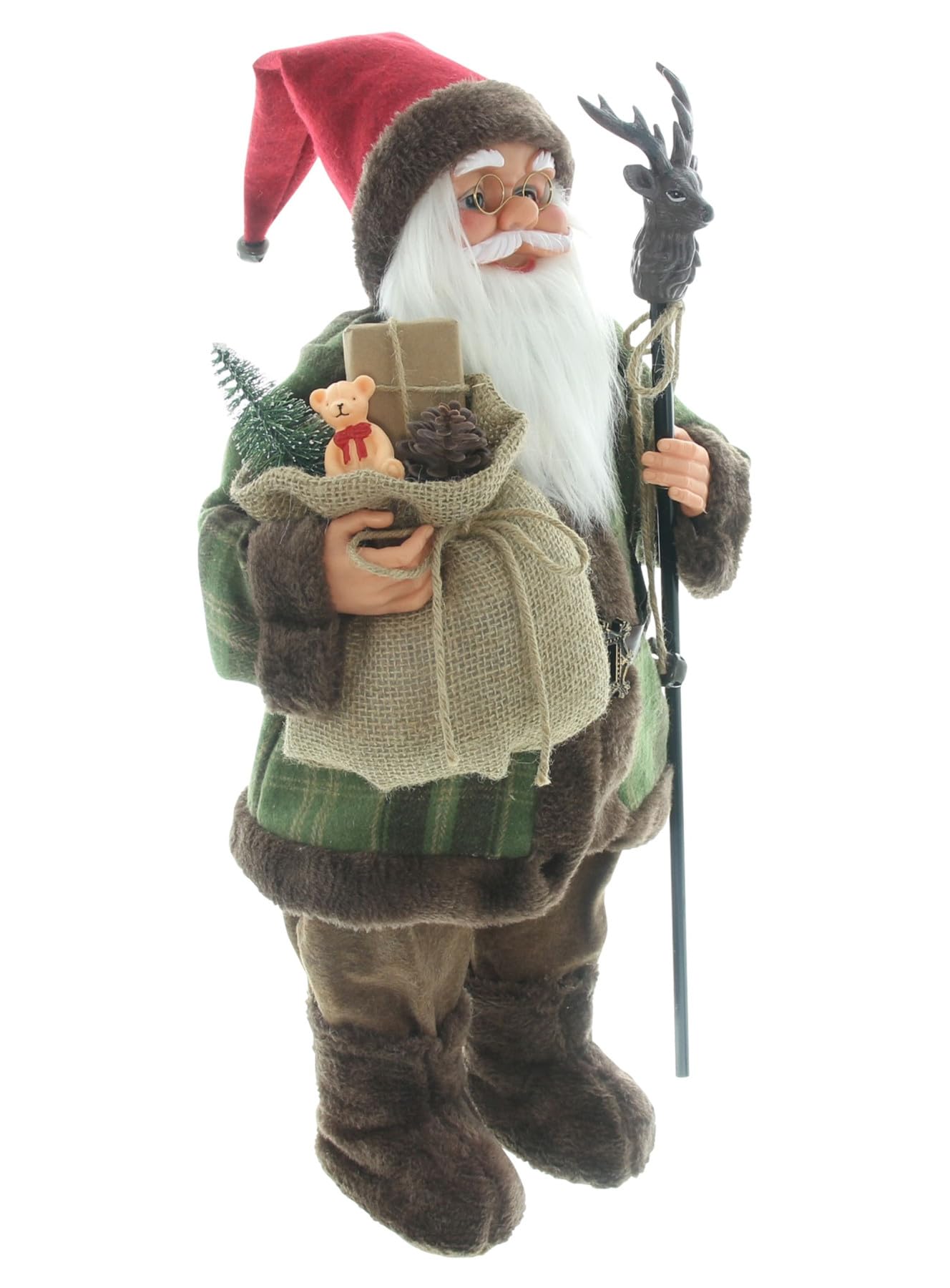Dekoleidenschaft Dekofigur Santa mit Stab Weihnachtsmann 60 cm hoch, Nikolaus, Santa Claus Figur, Weihnachtsdeko