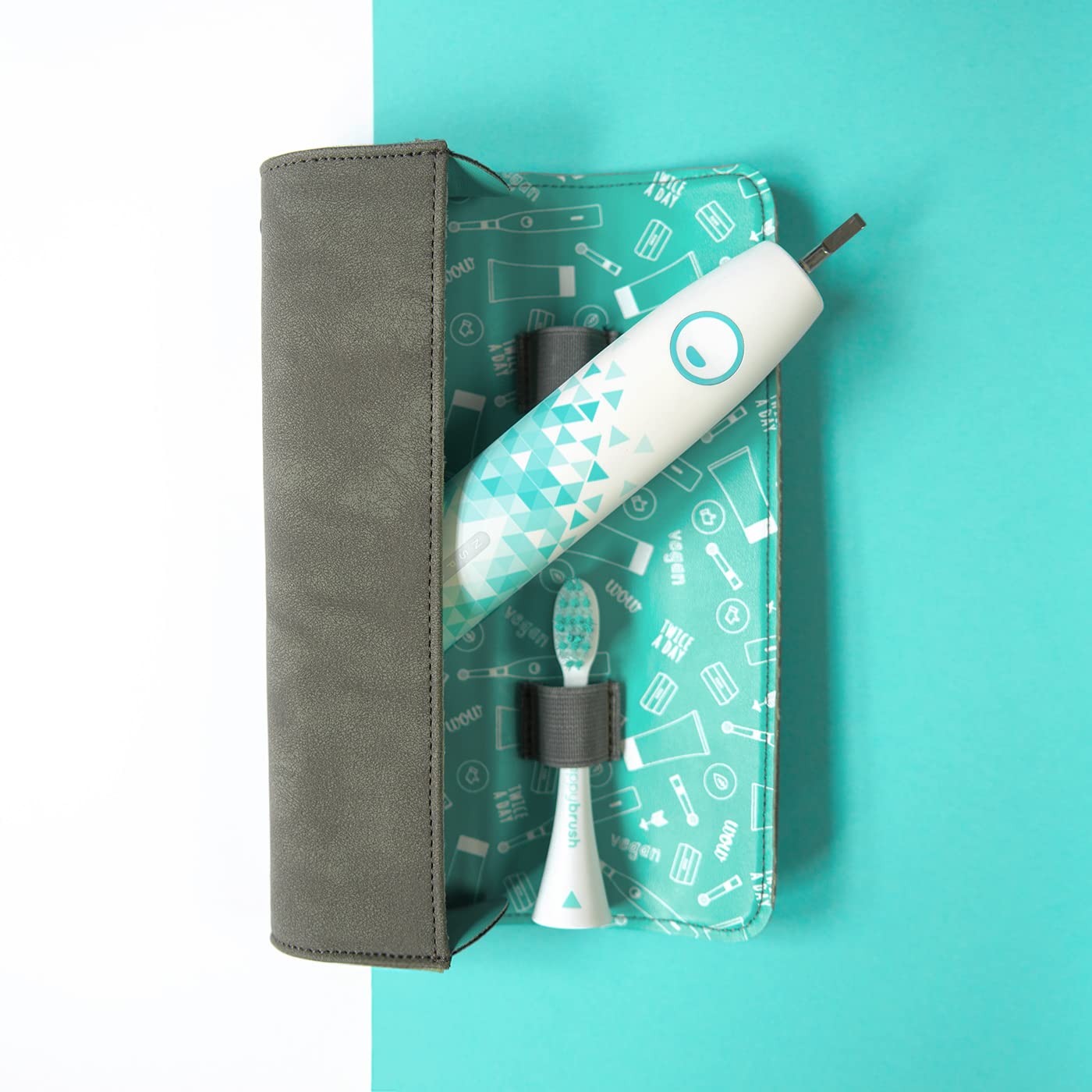 happybrush® Wodoodporne etui na szczoteczki do zębów do ochrony podczas podróży | szczoteczka do zębów, etui podróżne, szare (kompatybilne z elektrycznymi szczoteczkami do zębów firmy Philips, Braun & Oral-B)
