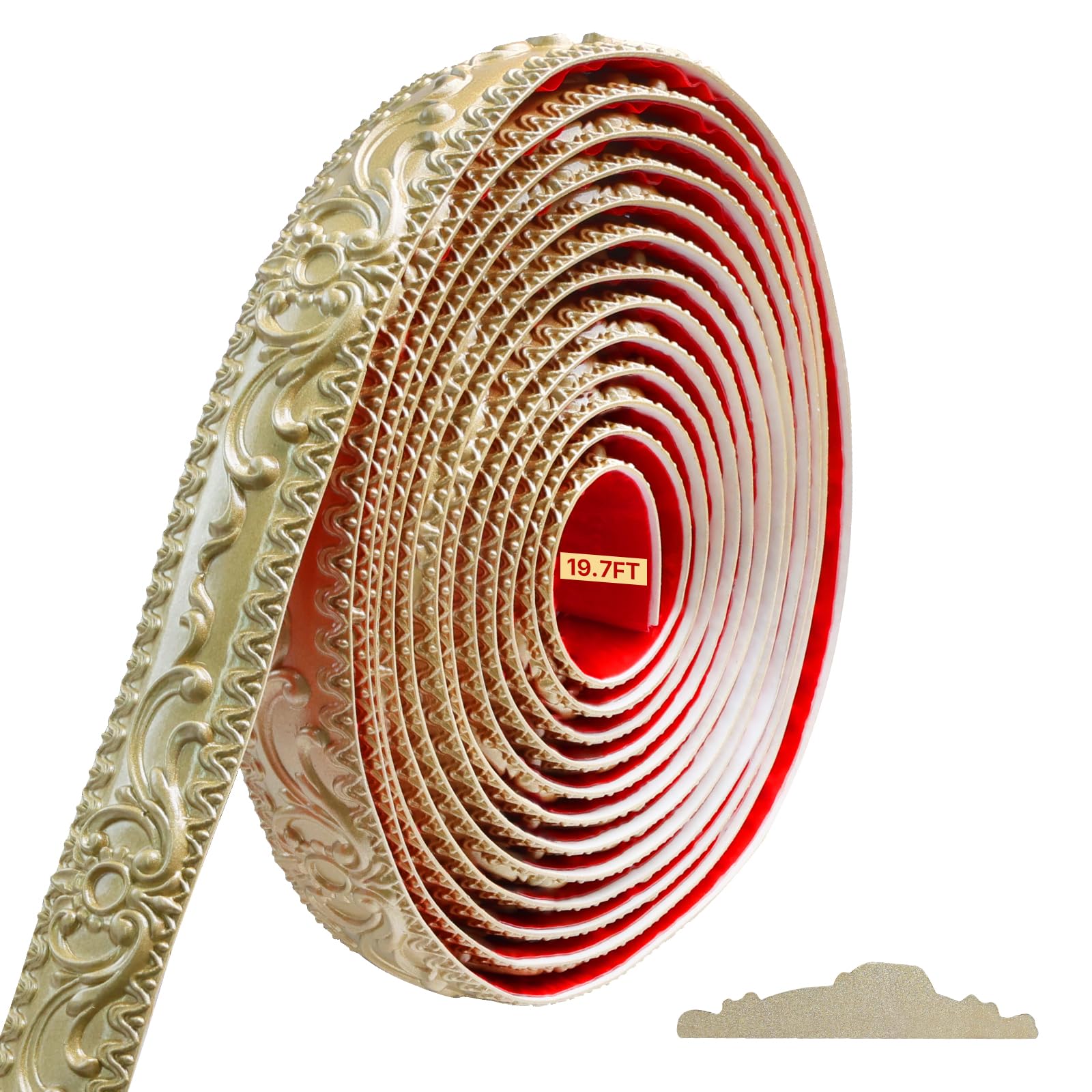 Storystore Molding Trim Wall Trim, 1.4 in x 19.7 FT Peel and Stick Wall Molding for Mirror Frames, Furniture, Ceiling Decor (Champagne Gold)