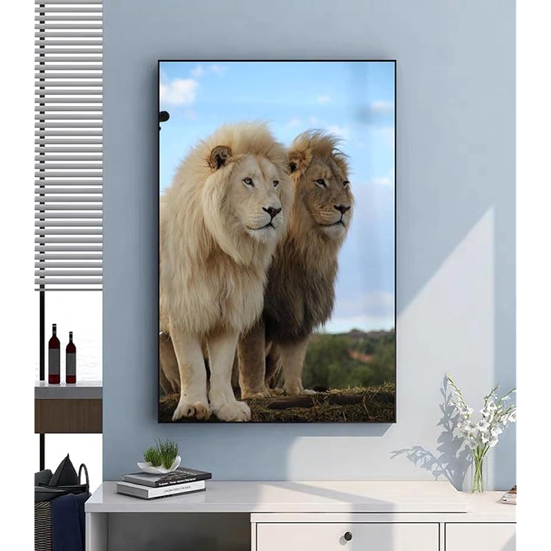 キャンバスアートモダンリアルライオンライオンキング動物ポスター壁画家族の寝室子供部屋の壁の装飾 60x90cmフレームレス Pfn0o91qdr ウォールステッカー シール Tdsc Sn