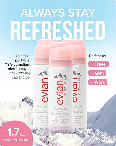 Miniatura 2 de BRUMISATEUR Evian Facial Spray 1.7 oz - Hydrating Mineral Water Mist for Face & Skin - Refreshes Makeup and Tones Skin - TSA-Approved Mini Facial