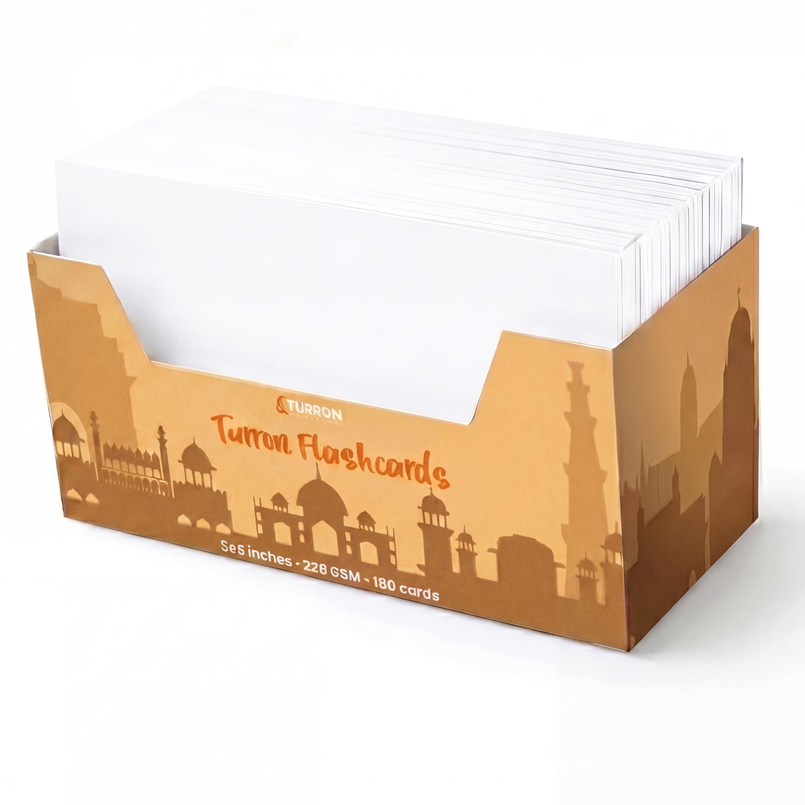 Turron Duża biała taca na karty flash 7,6 x 12,5 cm - 200 g/m², 150 kart - nadaje się do przygotowania do egzaminów, ściągawek, krótkich notatek, rewizji Syllabusu (3 x 5 cm)