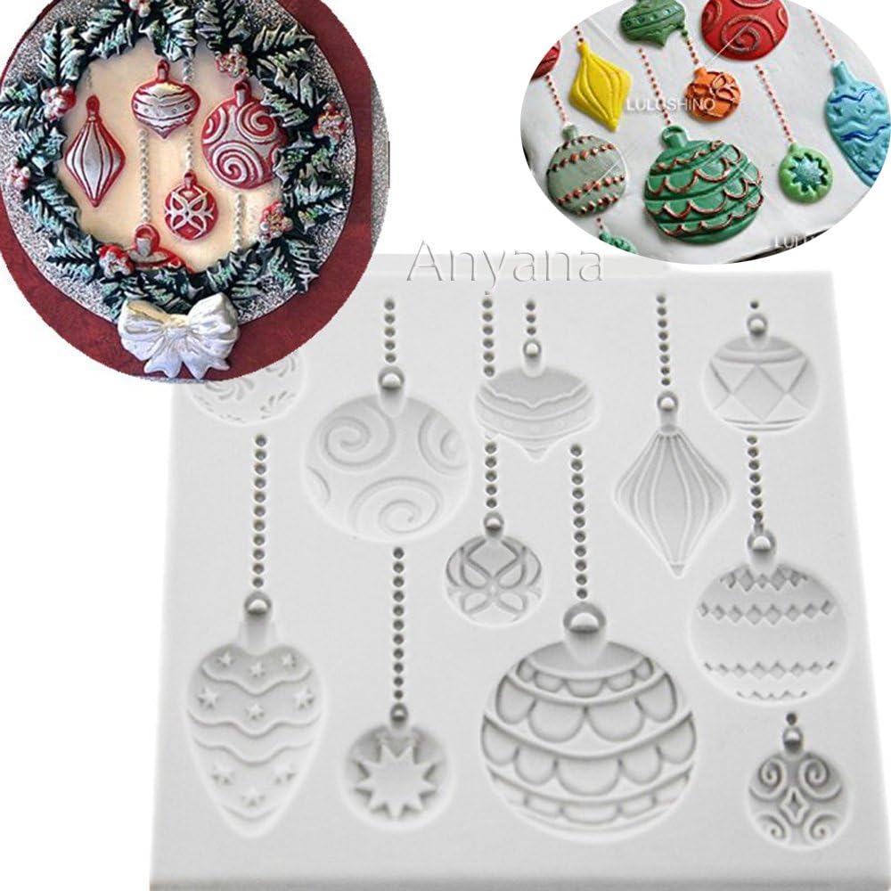 Christmas Ornament Baking Molds XMAS Silicone Fondant molds holiday Cake Decorating Tools Festival Gumpaste cupcake topper decorations hot air balloon resin Clay Chocolate Candy Molds Non stick