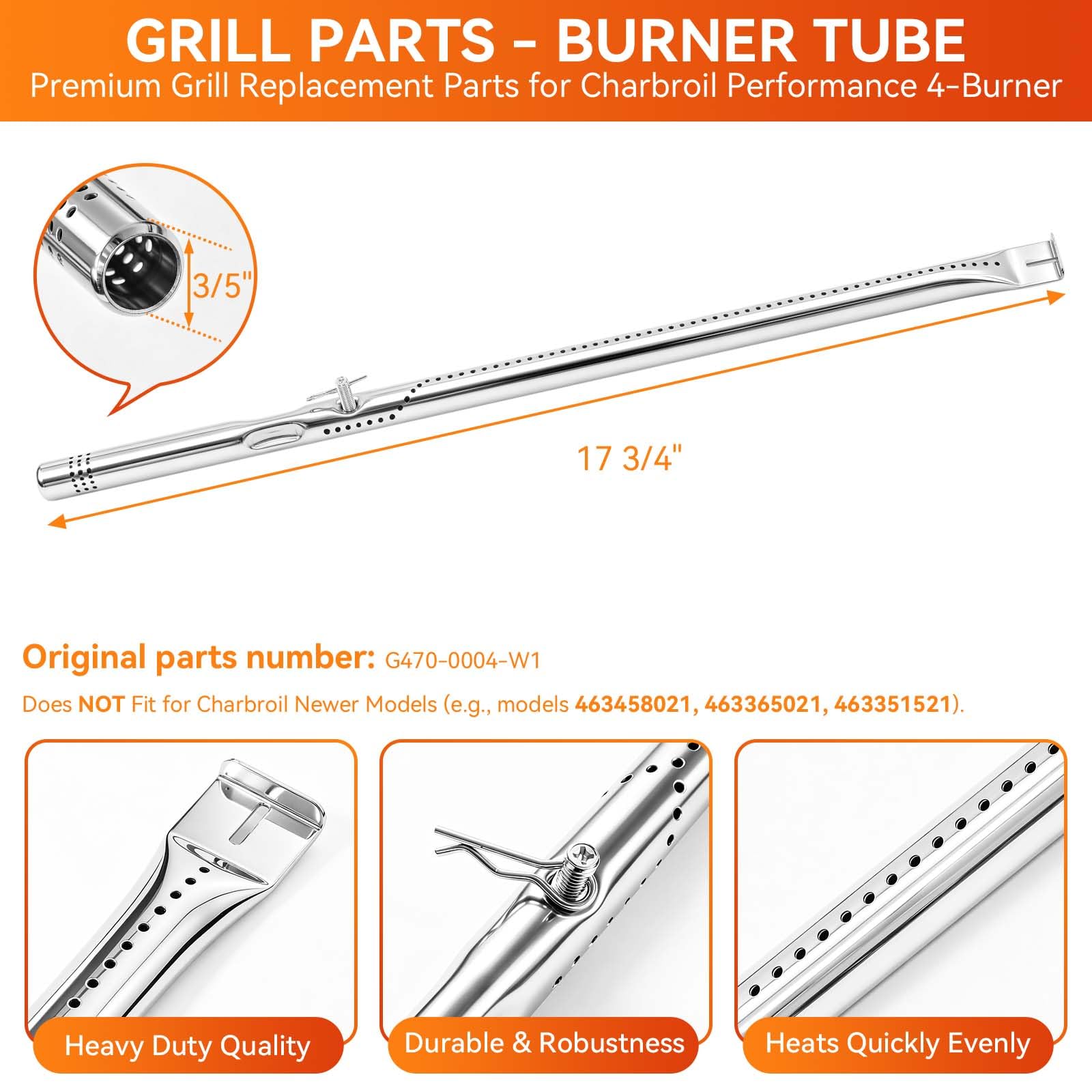 Ricambi per griglia Charbroil Performance 463673517 463673519 463625217 463625219 300 2 bruciatori propano liquido, kit di riparazione per 475 4 bruciatori 463347017, G470-5200-W1 (6 Pacchetti
