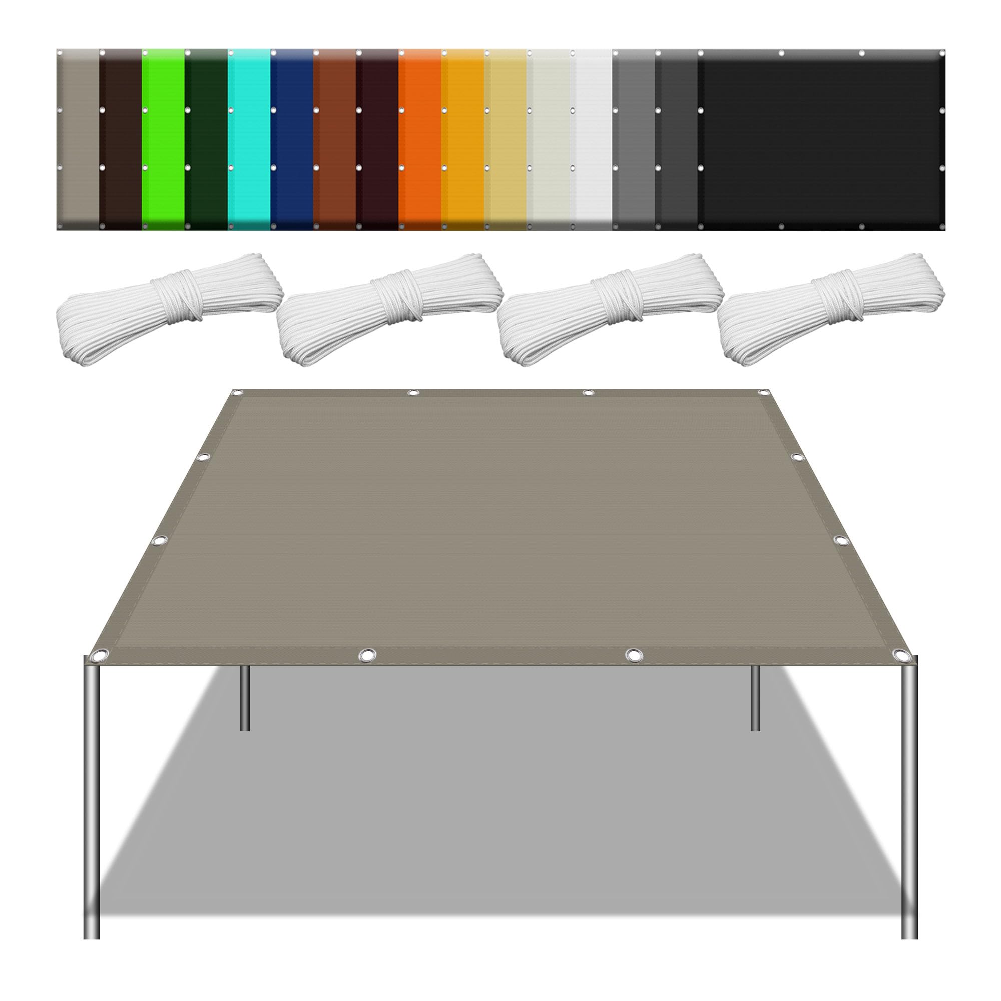 Imperméable rectangulaire 2.9 x 4 m voile d'ombrage polyester anti-UV pour terrasse