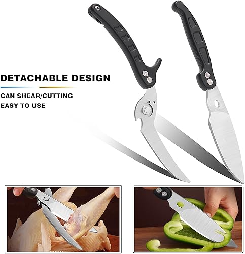 Miniatura 6 de Tijeras de cocina, tijeras de aves de corral resistentes, desmontables fáciles de limpiar a fondo, tijeras de cocina multiusos de acero inoxidable