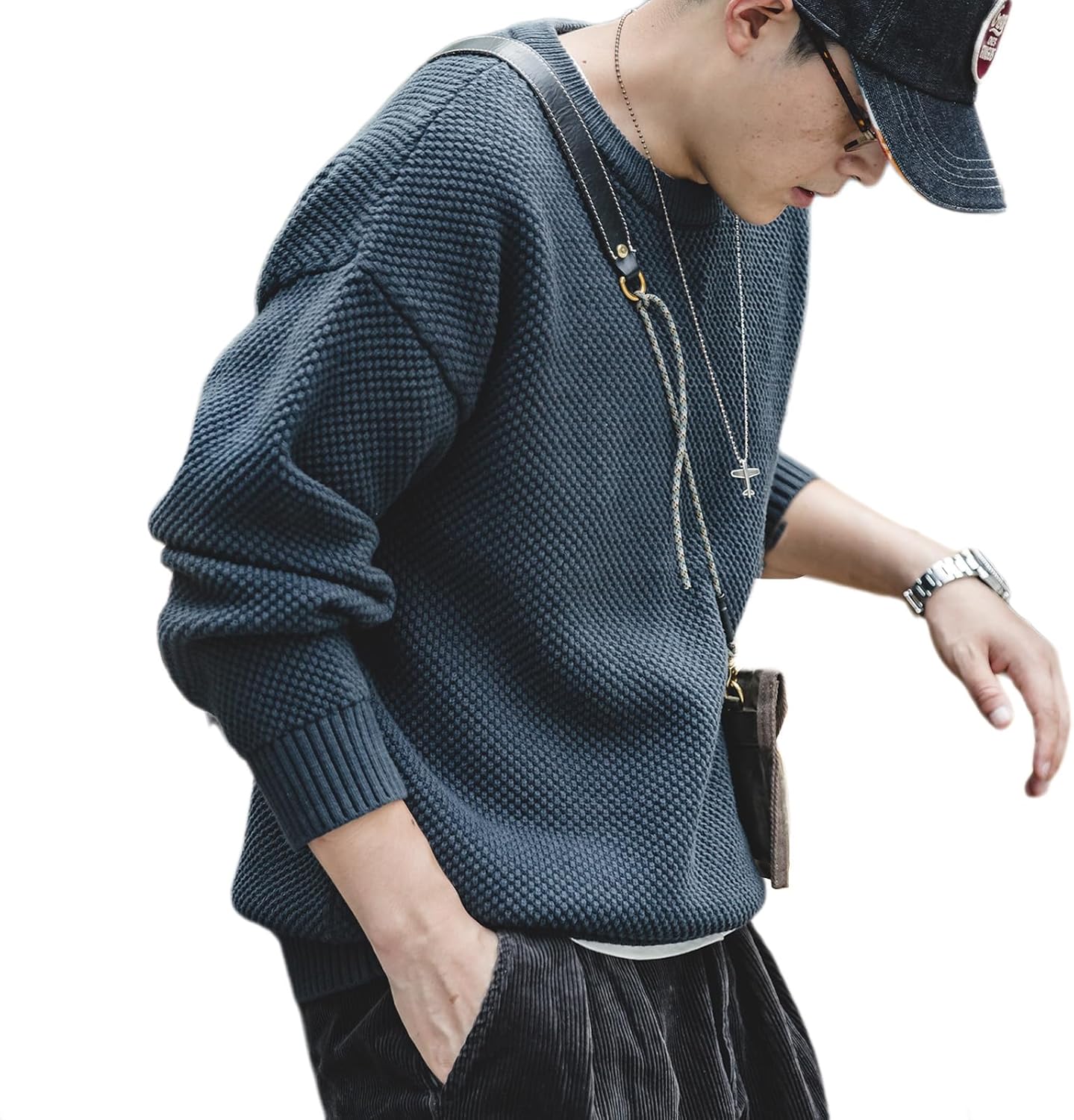 [MADEN] セーター メンズ ニットセーター レトロ パイナップル編み 肌触りが良い 保温防寒 春秋冬 おしゃれ 暖かい ヴィン