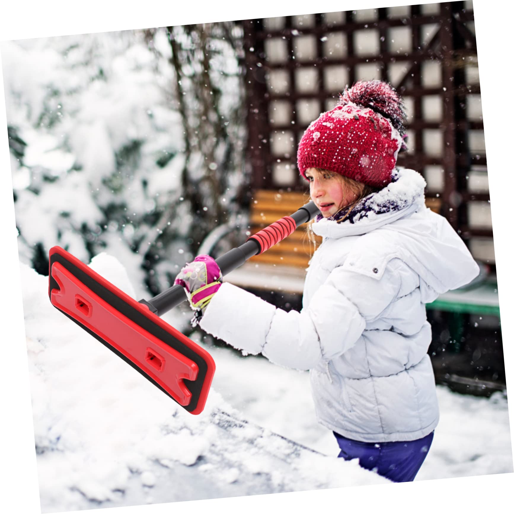 PLAFOPE 1ensemble Grattoir à Neige Télescopique pour Pare-Brise De Voiture Raclette Amovible avec Poignée Outil De Nettoyage Hiver La Glace Neige