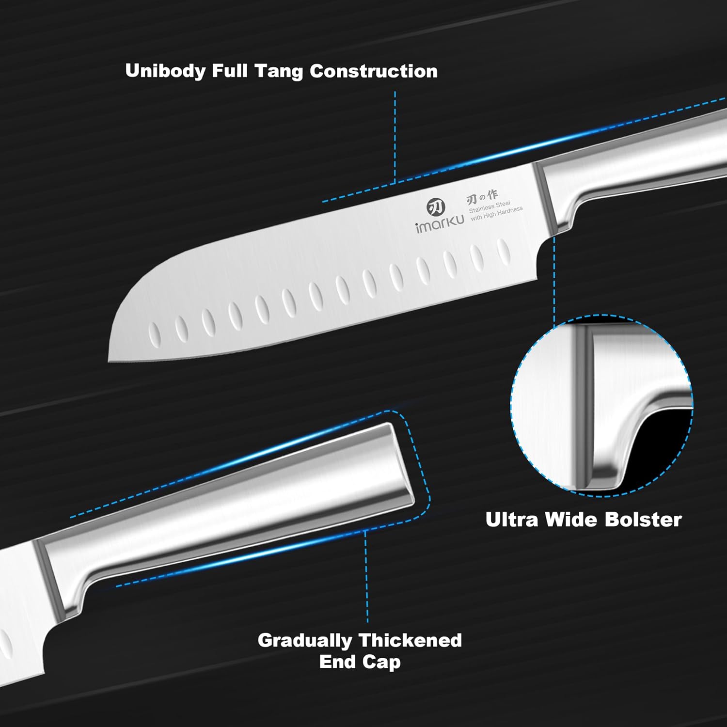 imarku Knife Set - Kitchen Knife Set 15 Pieces Japanese Stainless Steel Knife Block Set with Sharpener - Dishwasher Safe Kitchen's Knives - Ultra Sharp Chef Knife Set for Kitchen - Image 4