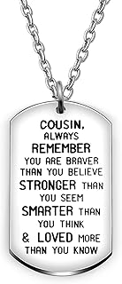 Cousin Pendant Necklace Inspirational Birthday Christmas Day Gifts You are Braver Stronger Smarter Than You Think