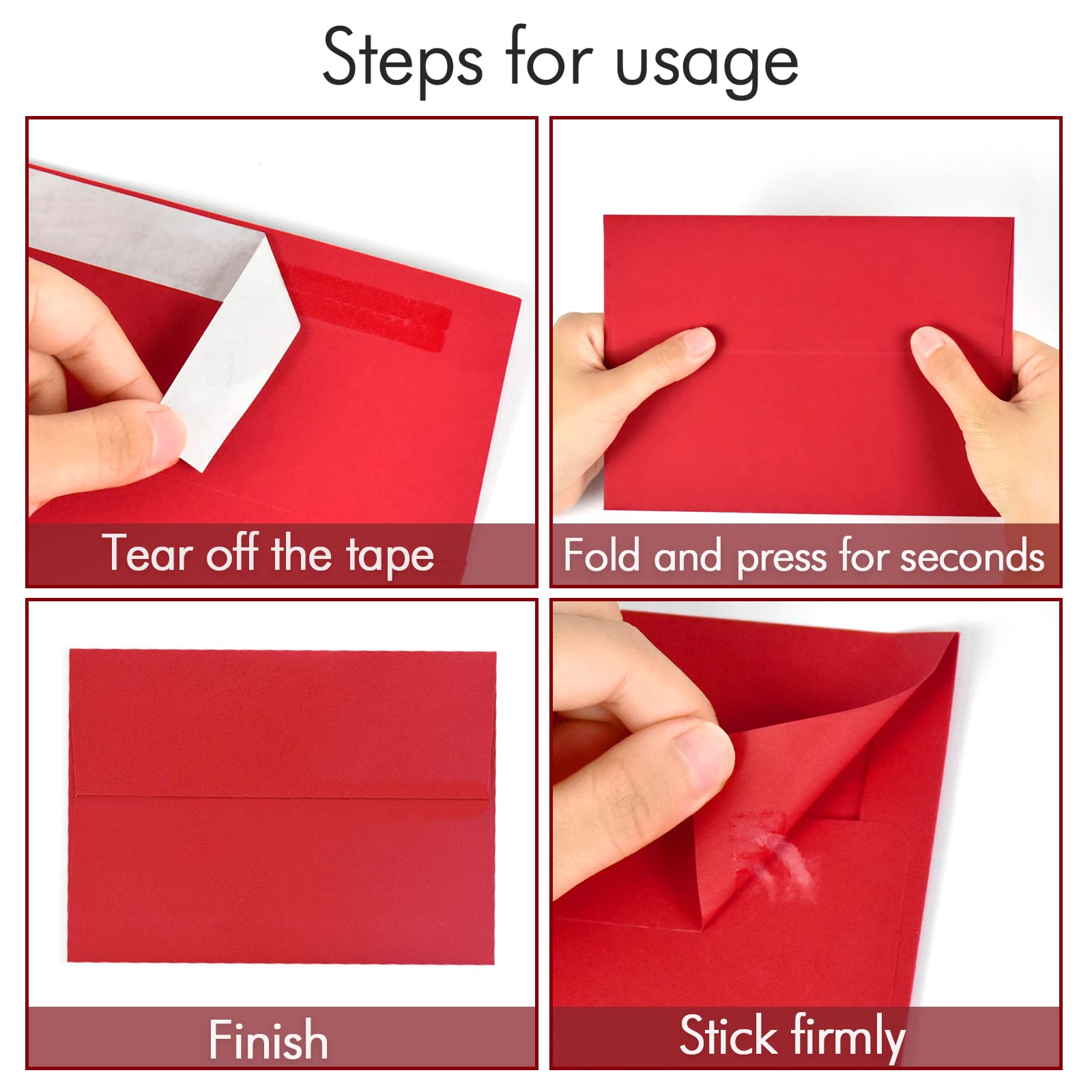 XHKDSYMC Paquete De 50 Sobres Autoadhesivos De 5 X 7 Pulgadas, Rojo De 5 X 7 Pulgadas, Para Invitaciones Con Sobres Autoadhesivos A7, Autoadhesivos Para Bodas, Invitaciones, Fotos, Postales, XHKDSYMC