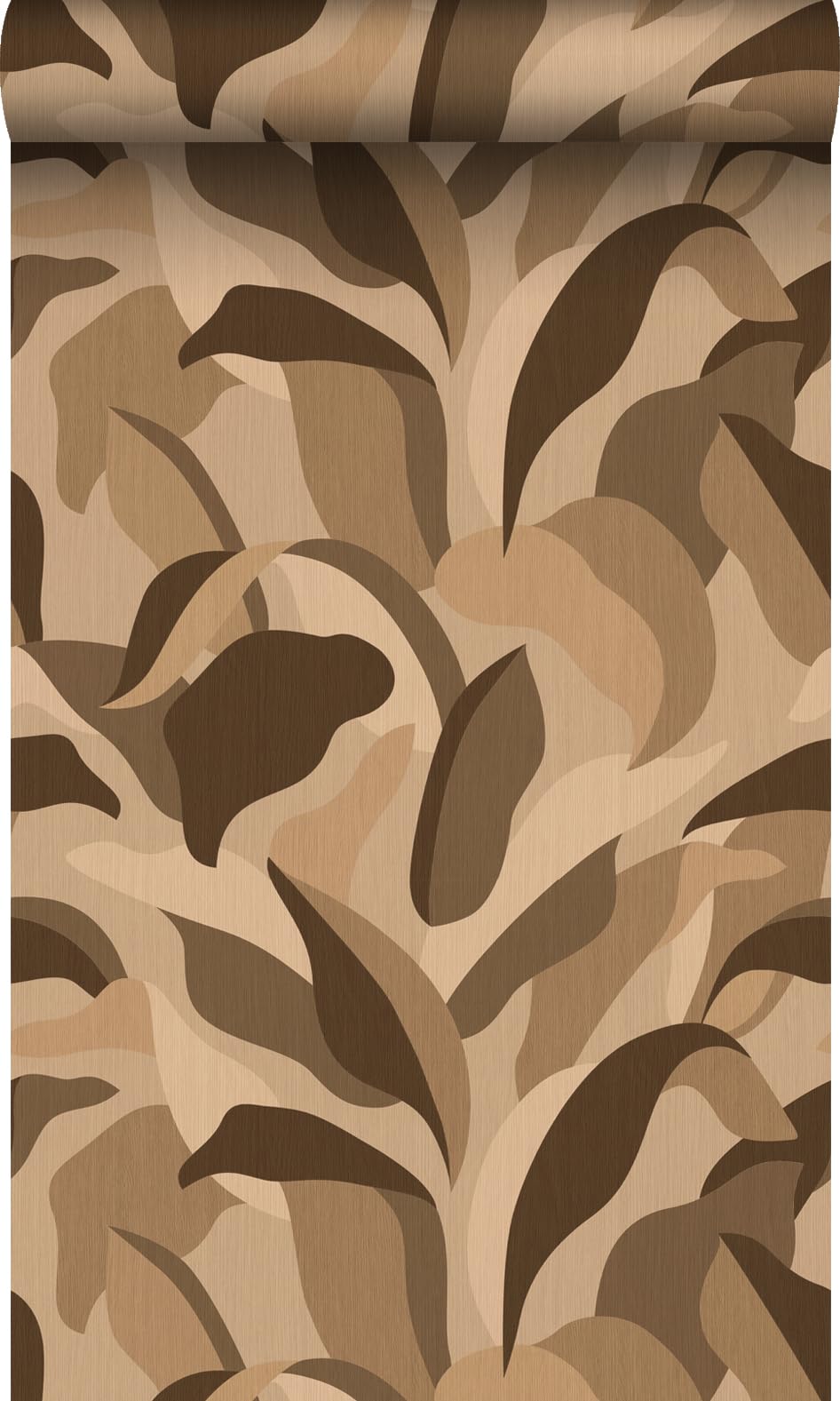 Papier peint feuilles tropicales marron Origin pour salon nature chic