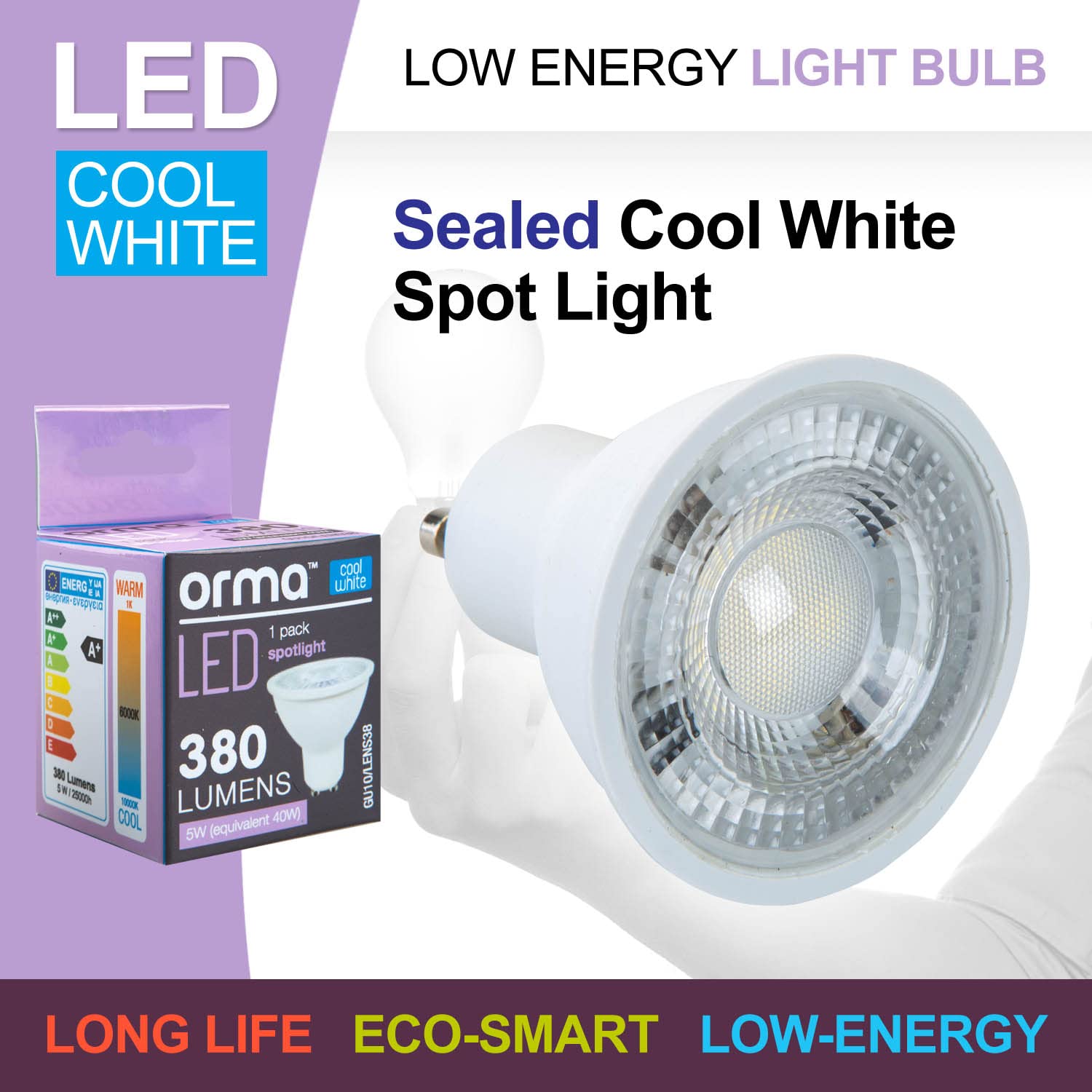 VFM - Cool White Spotlight Bulb 5W Led Gu10 380 Lumen Light - Orma - Image 4