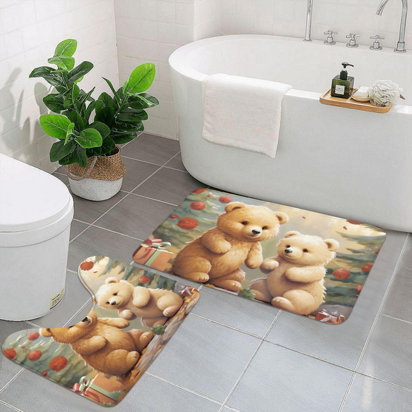 Tapis de bain absorbant en microfibre lot de 2 noir forme U