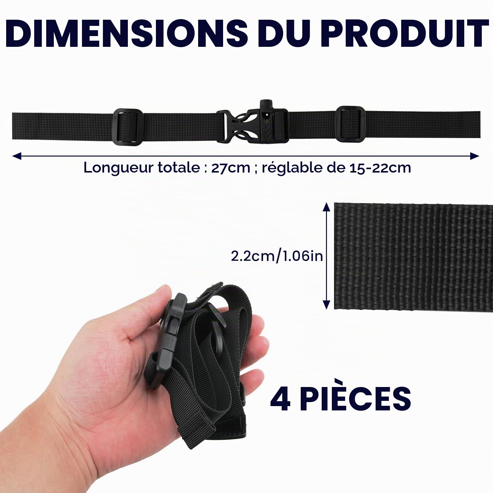 JOYOLA 4 Sangles Poitrine Réglables Pour Sac à Dos : Antidérapant, Léger Et Polyvalent Pour Rando Ou École