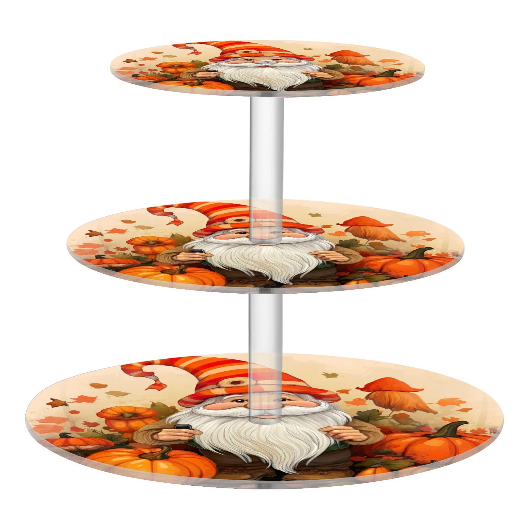 PYBUG Cute Gnome 3 Tier Acrylic Cupcake Stands Tower,Dessert Table Display Set for Tea Party,Wedding,Birthday, Baby Shower