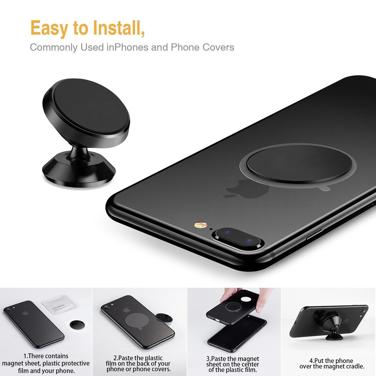 willmaxmat Universal 360 Verstellbare Auto Halter KFZ Handy Halterung Auto Wiegen für iPhone X/8/7/6/5 Galaxy S7/S6 Alle Smartphones GPS Mobile Magnet
