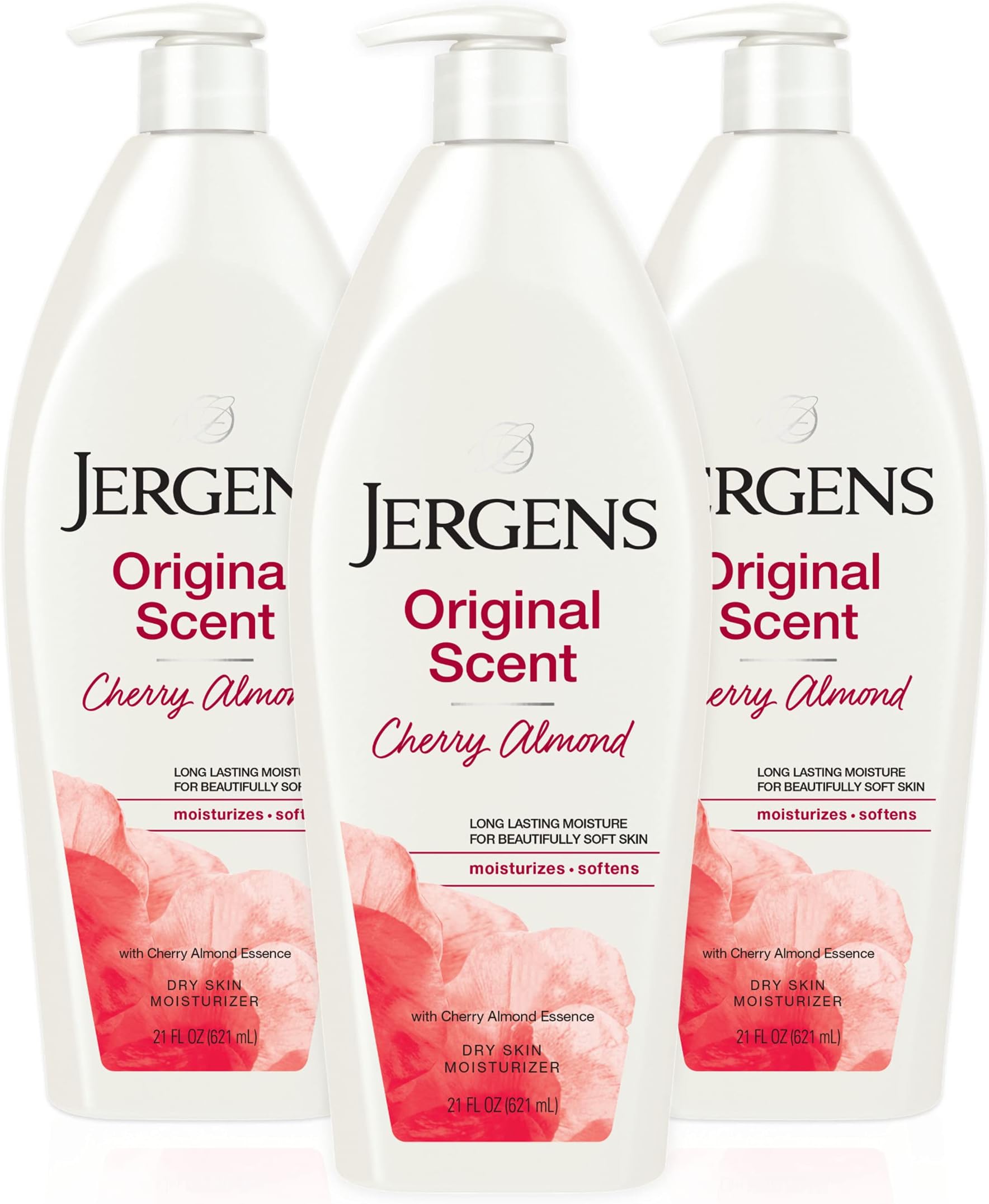 Original Scent Dry Skin Body Lotion, Hand and Body Moisturizer, Cherry Almond Essence, Dermatologist Tested, 21 Oz, Pack of 3
