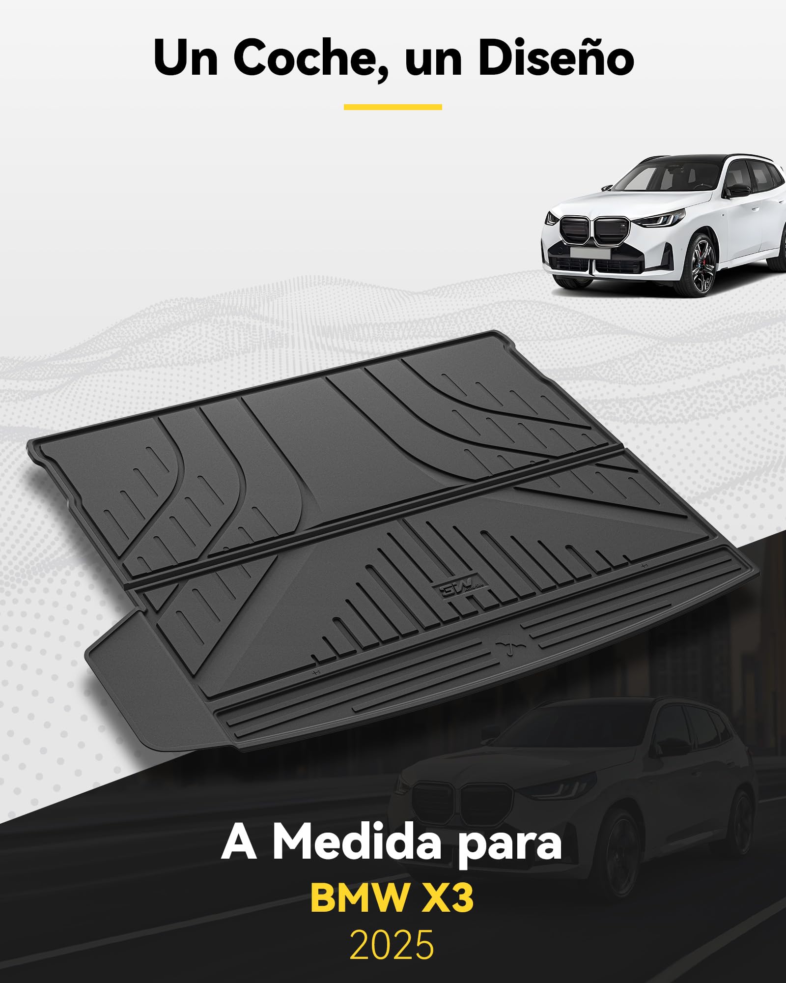 3W Alfombrilla Maletero de 3 Piezas para BMW X3 G45 2025-2026 (No para Hybrid PHEV), Thorex™ Alfombrillas Maletero de Coche para Todo Tipo de Clima para X3 Juego Completo de Maletero, Accesorios