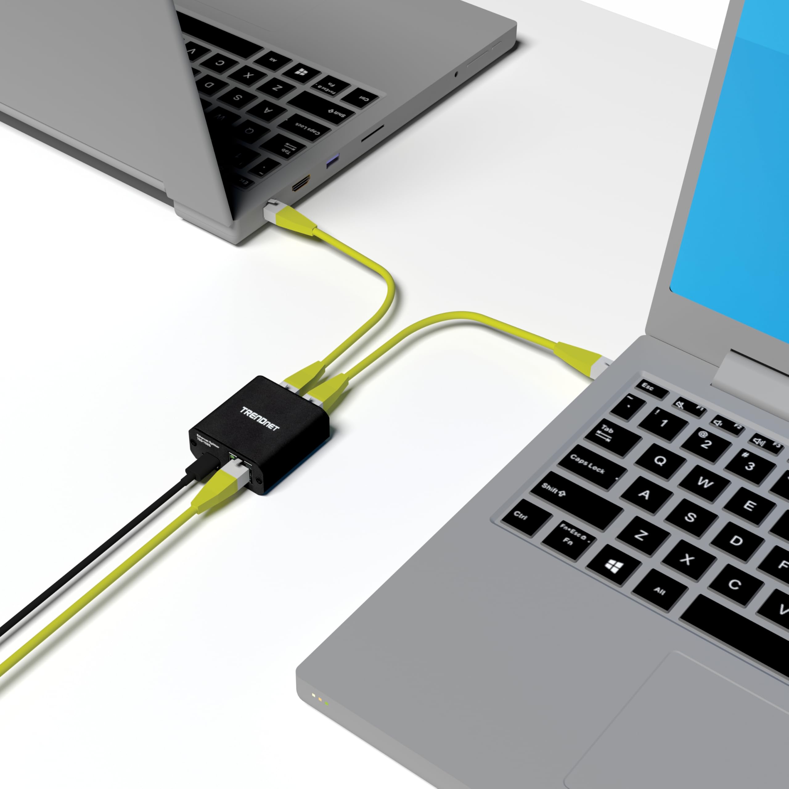 TRENDnet 2-portowy rozdzielacz gigabitowy z zasilaniem USB typu C, TEG-102S, dzieli jedno połączenie sieciowe na dwa, rozdzielacz Ethernet, kabel zasilający USB typu C w zestawie, zgodny z NDAA i TAA