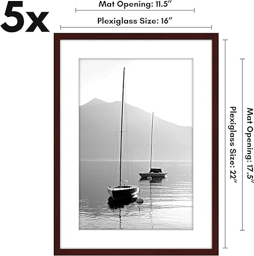 Vista 186 de Americanflat Portarretratos de 5 x 6 pulgadas con plexiglás pulido, juego de 5 portarretratos de 2 x 3 pulgadas con paspartú o para fotos de 5 x 6