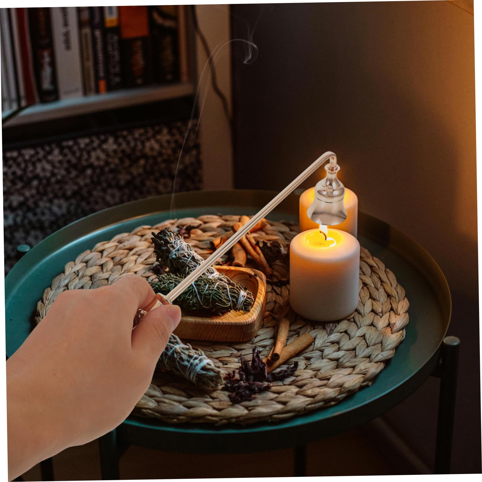 SOLUSTRE Antique Candle Snuffer Set Long Handled Wick Trimmer for Elegant Home and Office