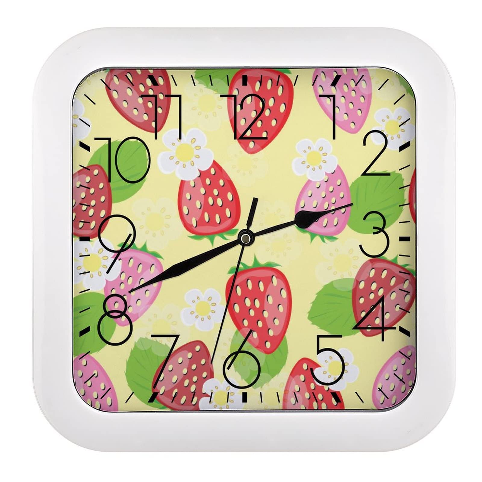 Pendule murale silencieuse fraise mignonne pour déco cuisine et salon
