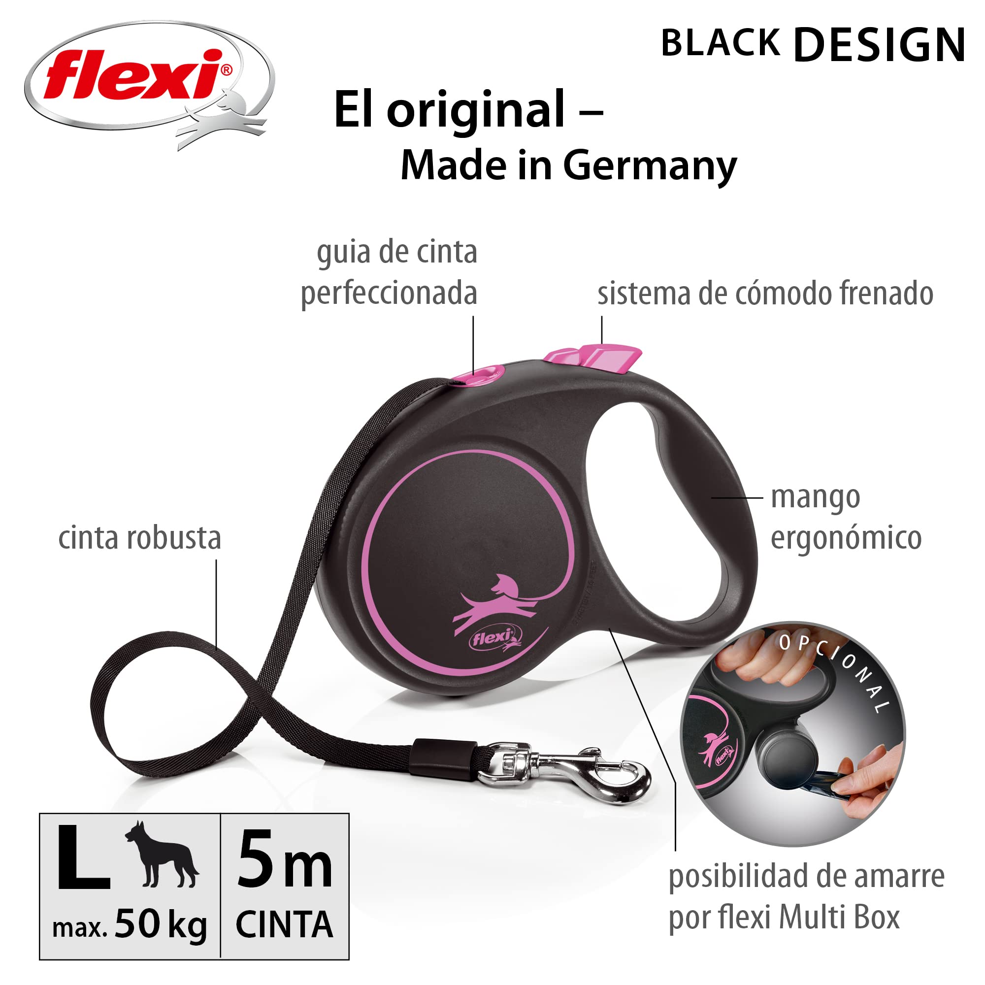 Flex, Correa Black Design L Cinta 5M Rosa