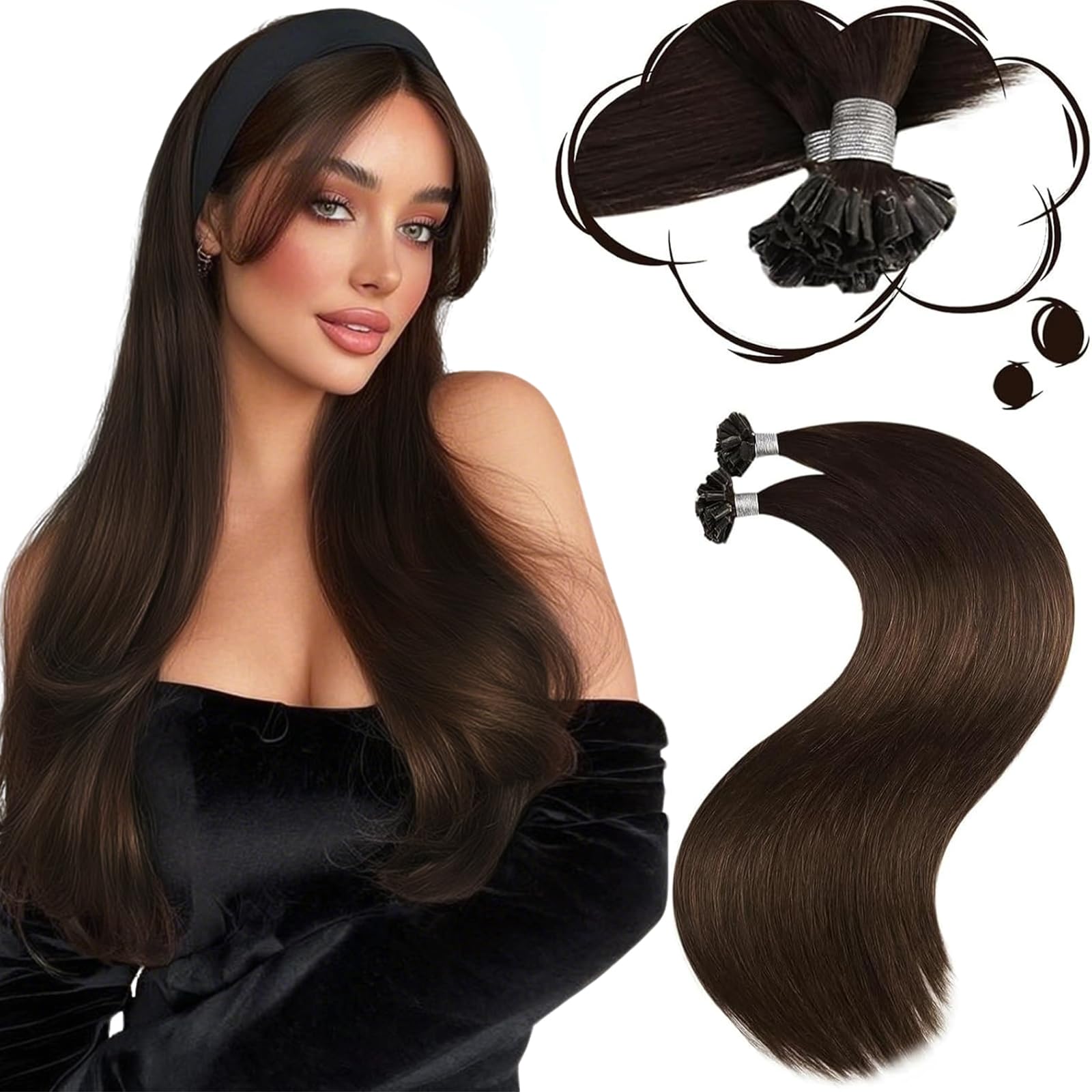 Moresoo Haarverlängerung Echthaar Bondings Extensions Echthaar Bondings