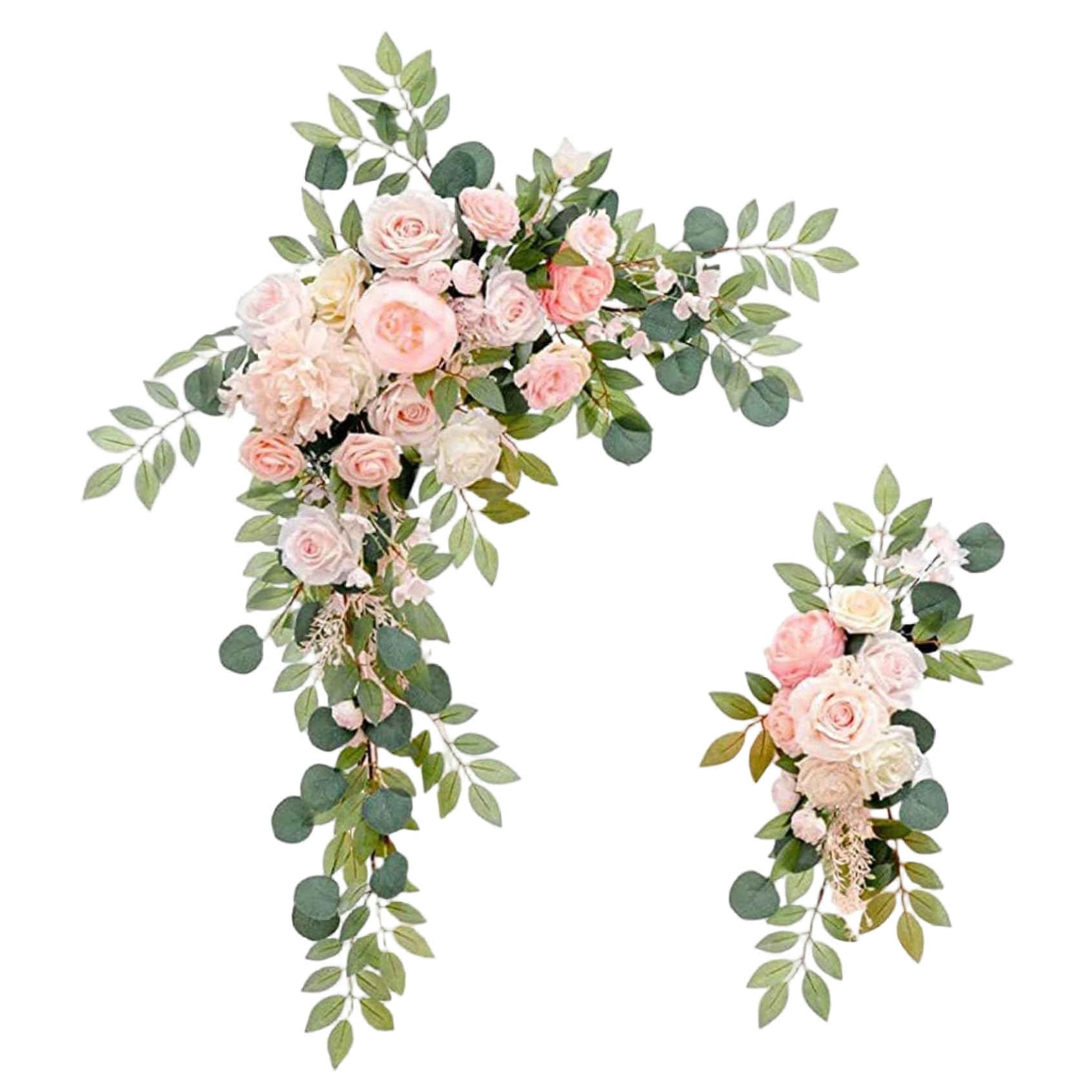 Tsawntd Arch Flowers Set of 2, Vivd Romantic Peony Floral Swag with Greenery Artificial Wedding Flowers for Welcome Signs, Arch, Table Centerpieces