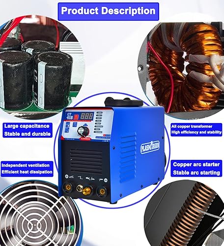 Miniatura 4 de CT418 3-IN-1 110V/220V Cortador de Plasma Multifuncional Máquina Combo, Cortador de Plasma 40A/180A Lift TIG/180A Stick Welder, 2/5 "Pantalla