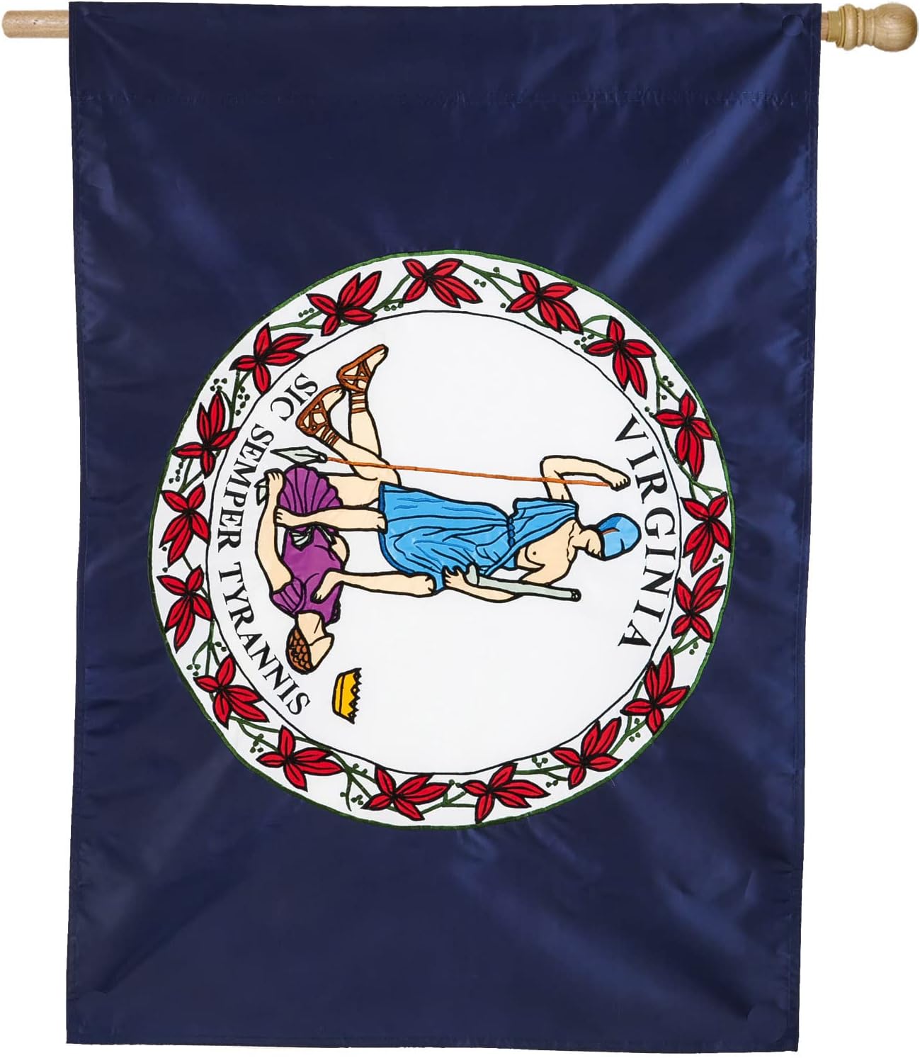 Evergreen Flag Team Sports America Virginia State Applique House Flag - Size: 44 H x 28 W