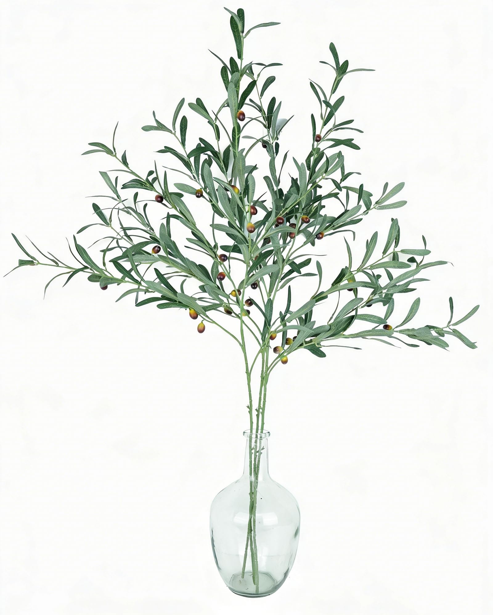 Avoik Künstliche Olivenzweige Pflanzen 110cm Groß Künstlich Pflanze Deko Fake Olivenbaum für Vase Haus Schlafzimmer Büro Tischdeko Indoor Outdoor Garten Dekoration, 3 STK