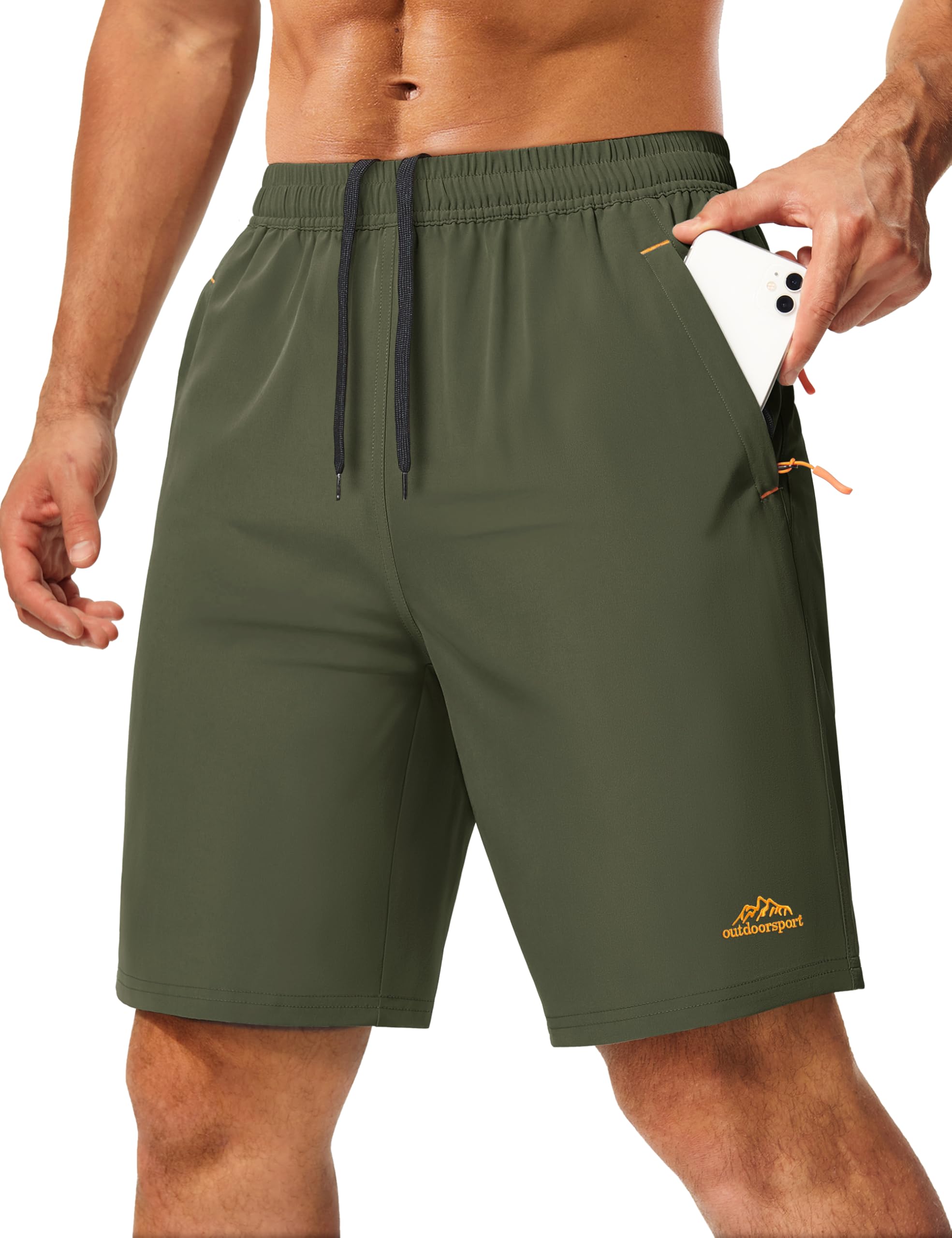 MAGCOMSEN Mens Hiking Shorts 9 Quick Dry Lightweight Running Shorts with Zipper Pockets for Workout Athletic Sport