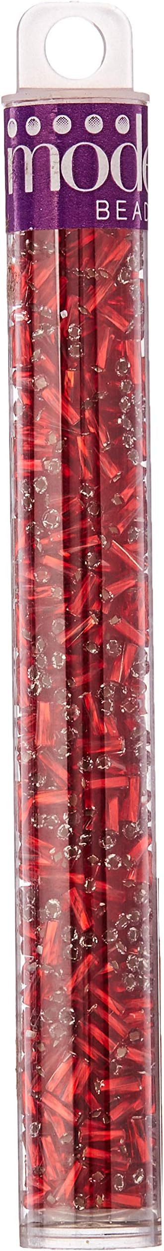 Swirl Bugle Beads 5.5"Tube-5mm Light Siam Silver Lined