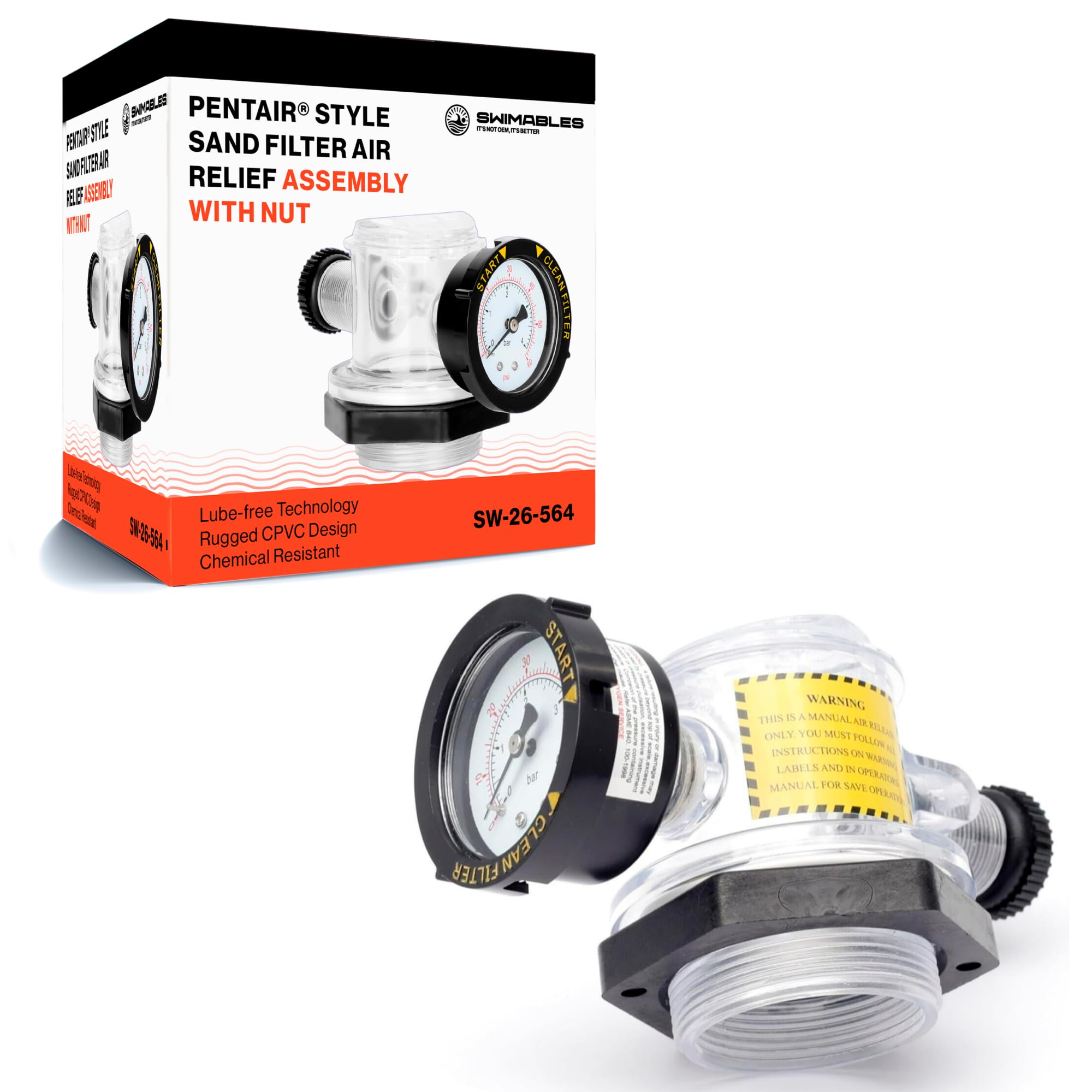 Swimables 273564Z Pool Sand Filter Air Relief Valve - Compatible with Premium Triton II TR100C TR140C Pool Sand Filter - High Flow Pressure Valve Assembly Replacement - Easy Install Air Relief Valves