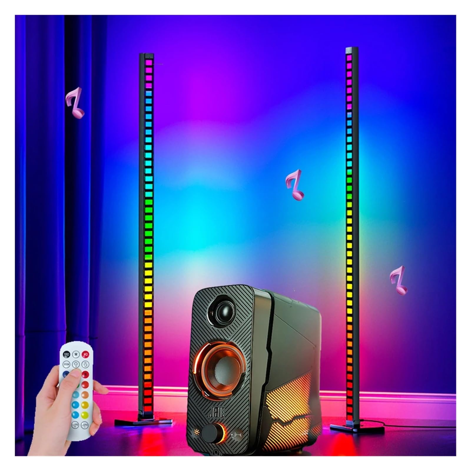 Barra De Luz Led Suelo RGB 1,2 M, Ritmo Inteligente, Control Remoto Por Aplicación, Música, Lámpara Sonido 45LED For Fiesta Eficiencia EnergéTica De Alto Rendimiento