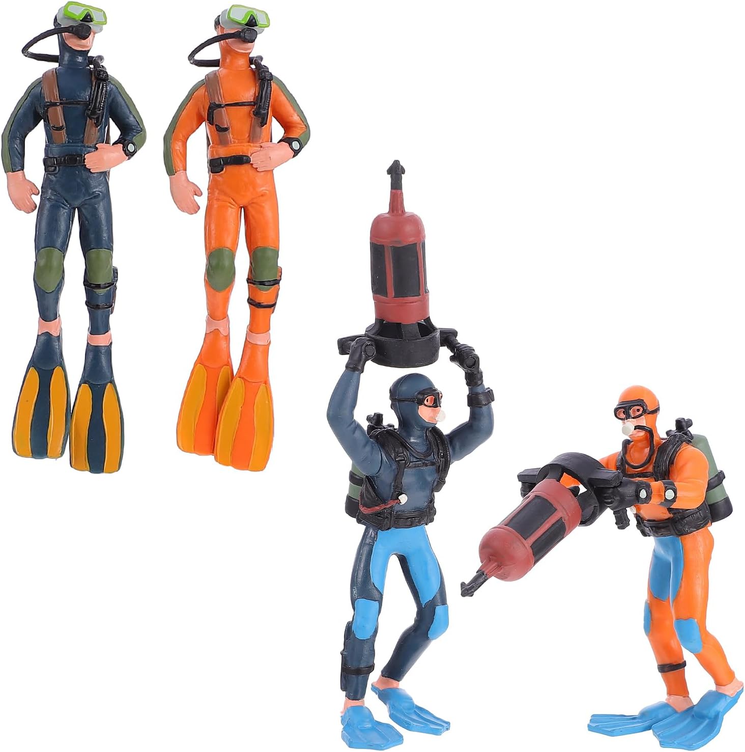 Happyyami 4pcs Diver Figurines Miniature Scuba Diver Model for Sand Table Underwater Scene Ornaments Decoration