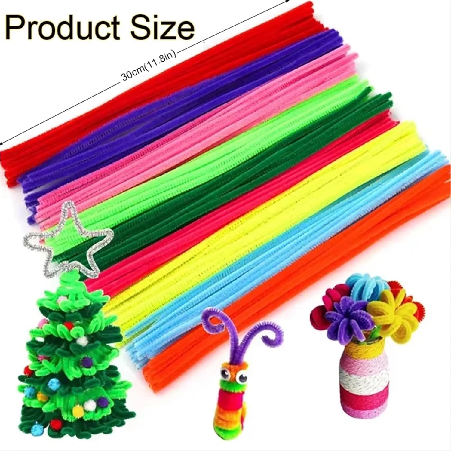 Glitter Pipe Cleaners 1000Pcs Chenille Stems Pipe Cleaners Handmade Plush Tinsel Twist Sticks for DIY Craft Supplies(Color)