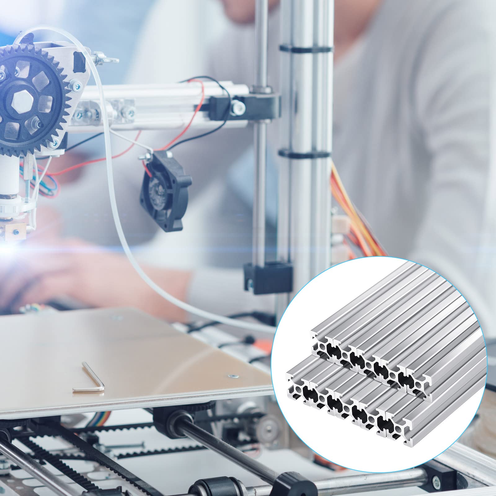 10 pcs 1000 mm 2020 Aluminum Extrusion European Standard Anodized Linear Rail Industrial Aluminum Profiles for 3D Printer Parts and CNC DIY CNC Workbench (Silver, T Style) — Amazon image 6