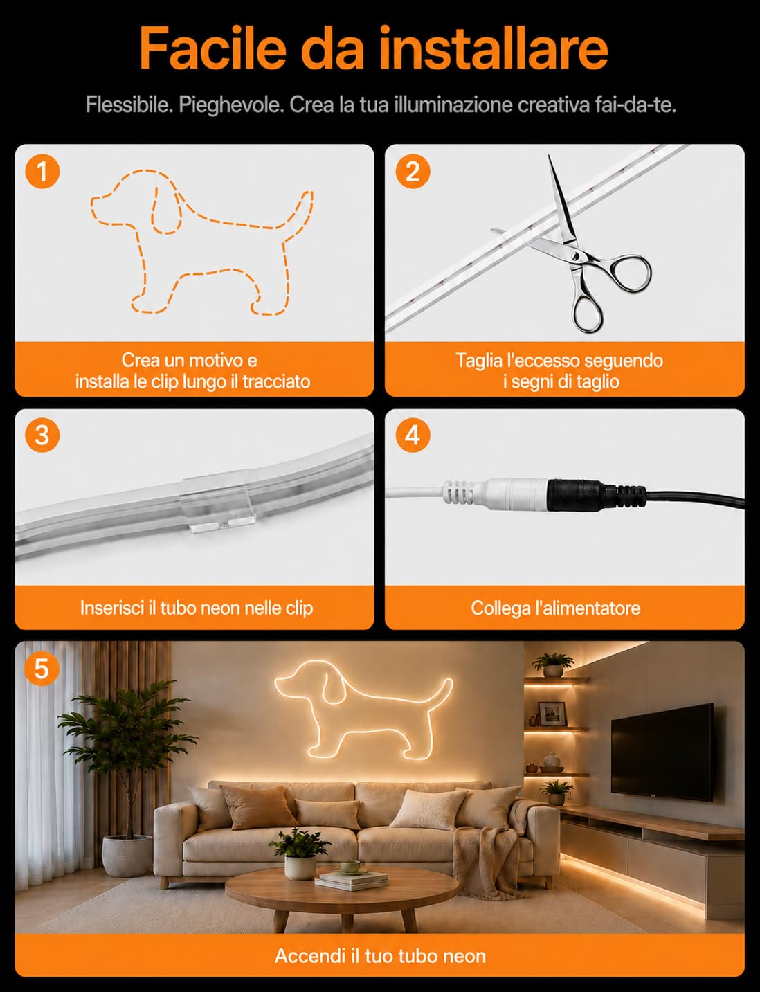 Luci a stringa al neon, 15 m, 3000K, bianco caldo, strisce LED dimmerabili, 24V, flessibili, ritagliabili, impermeabili IP65, per camere da letto, uso interno ed esterno