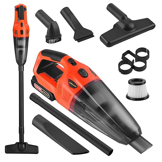 ValueMax Cordless Handheld Vacuum, Portable Vacuum Cleaner Dry/Wet Suction with 20V Rechargeable Battery and Multi-Nozzles for Car, Home and Pet Hair Cleaning(Battery Included)